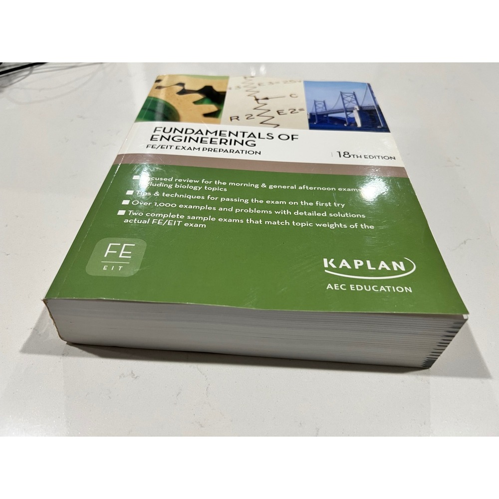 Fundamentals of Engineering FE/EIT Exam Preparation 18th Edition Kaplan Textbook - Picture 3 of 6